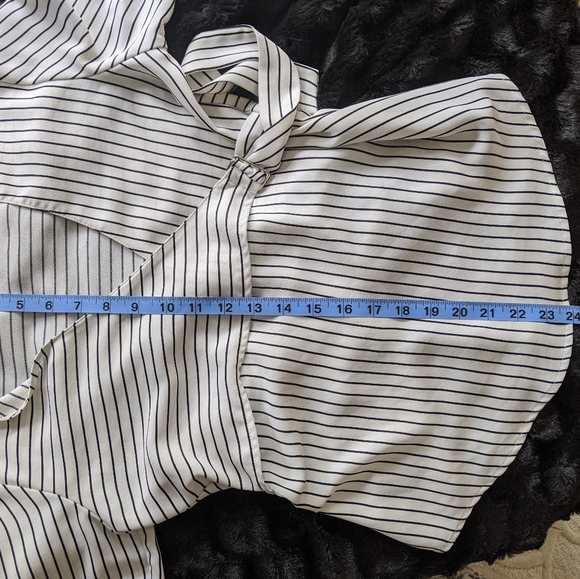 Topshop Striped Black White Wrap Blouse 2 - Picture 7 of 7